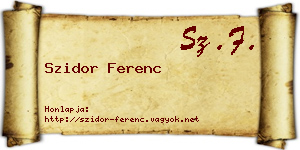 Szidor Ferenc névjegykártya