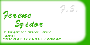 ferenc szidor business card